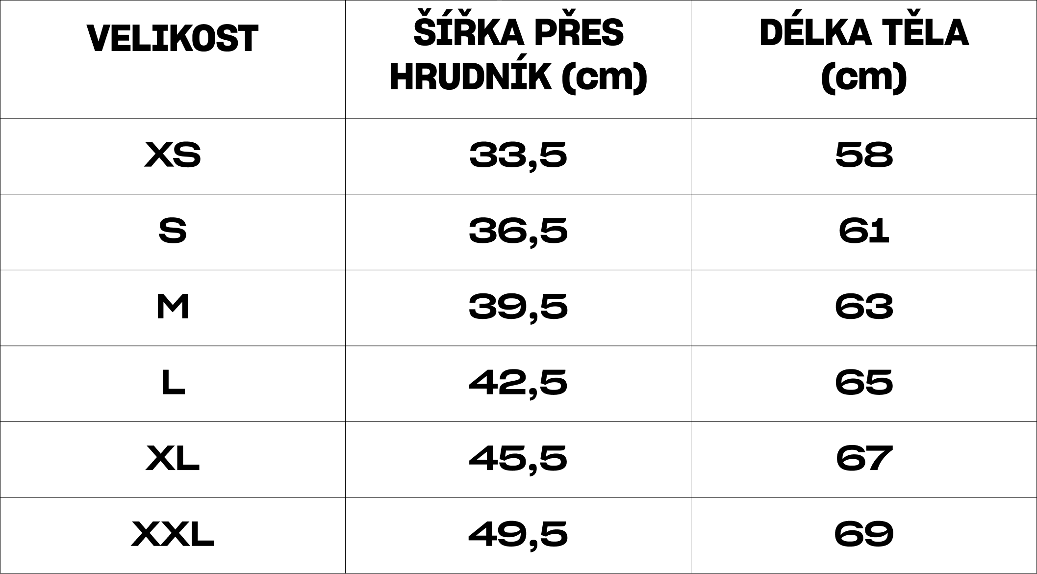 Tabulka velikosti Stella Ava